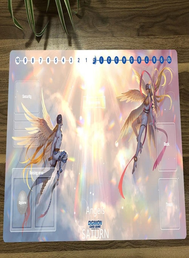 Mlikemat New Mlikemat Digimon Anime Playmat Angewomon Angemon Trading Card Game Mat with Card Zones + Free Bag - Image 2
